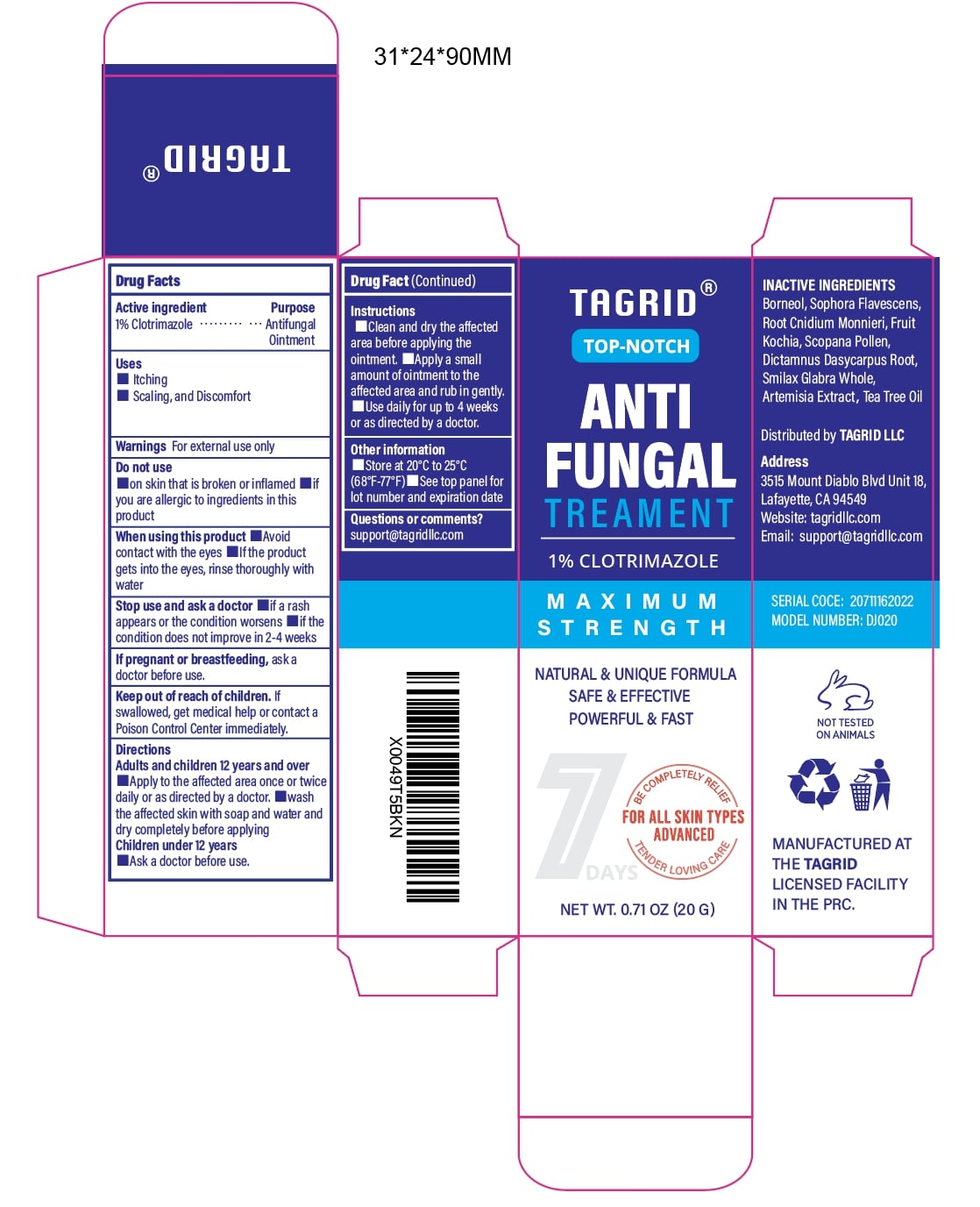 Tagrit Antifungal Treament Clotrimazole 1% Labeling Image