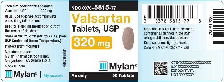 Valsartan Tablets, USP 320 mg Bottle Label