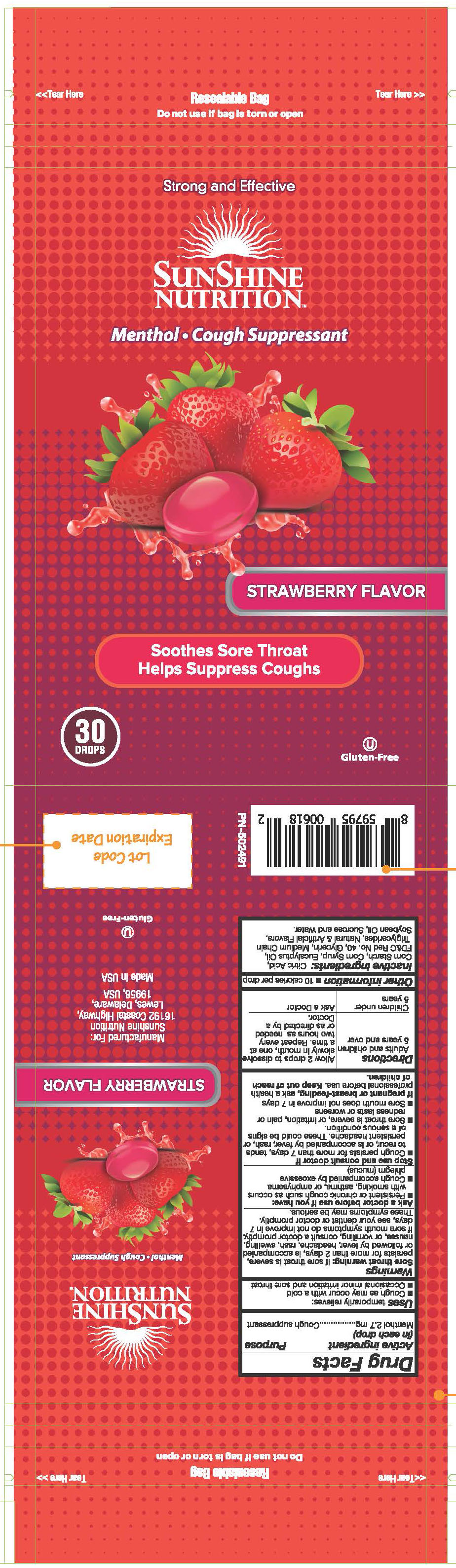 Sunshine Nutrition Strawberry 30ct cough drops