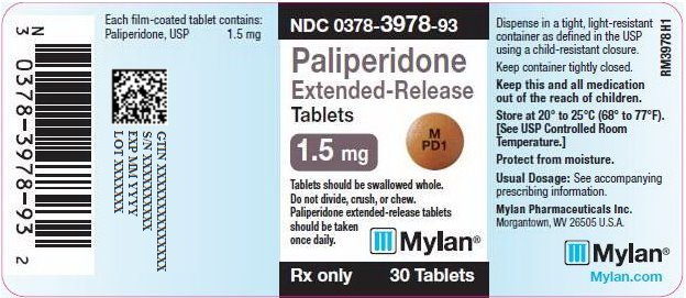 Paliperidone Extended-Release Tablets 1.5 mg Bottle Label