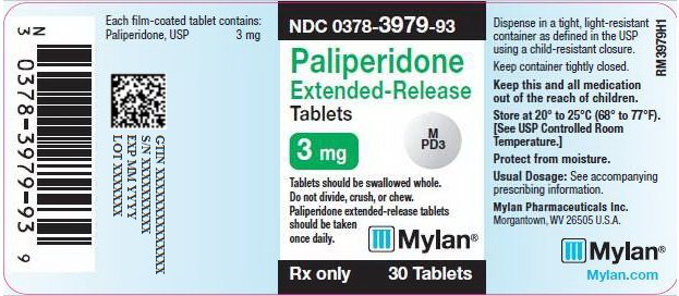 Paliperidone Extended-Release Tablets 3 mg Bottle Label