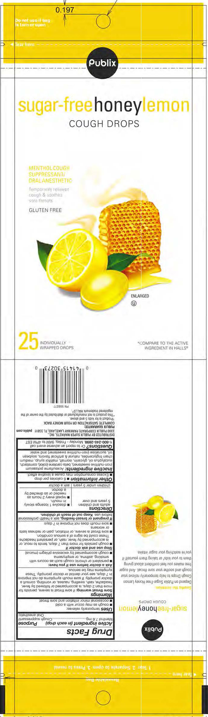 Publix SF Honey Lemon 25ct Cough Drops