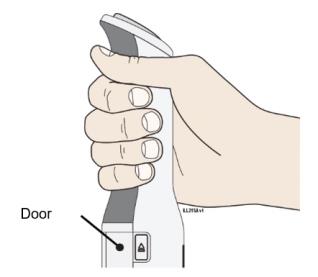Lift AutoTouch™ off your skin.  
When your injection is finished, you will hear a motor noise for a few seconds. When finished, the door will automatically open.  Do not block the door with your hand.

