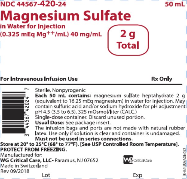 Magnesium Sulfate in WFI 2 g - 40 mg bag label image