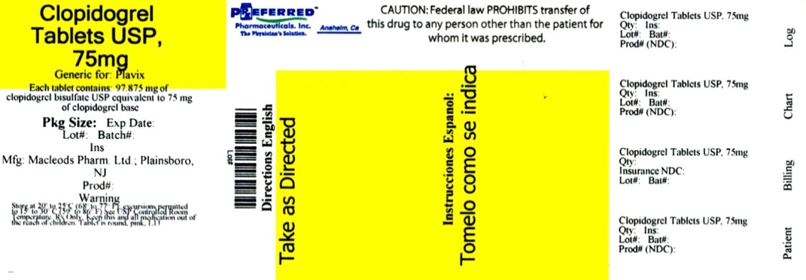 Clopidogrel Tablets USP, 75mg