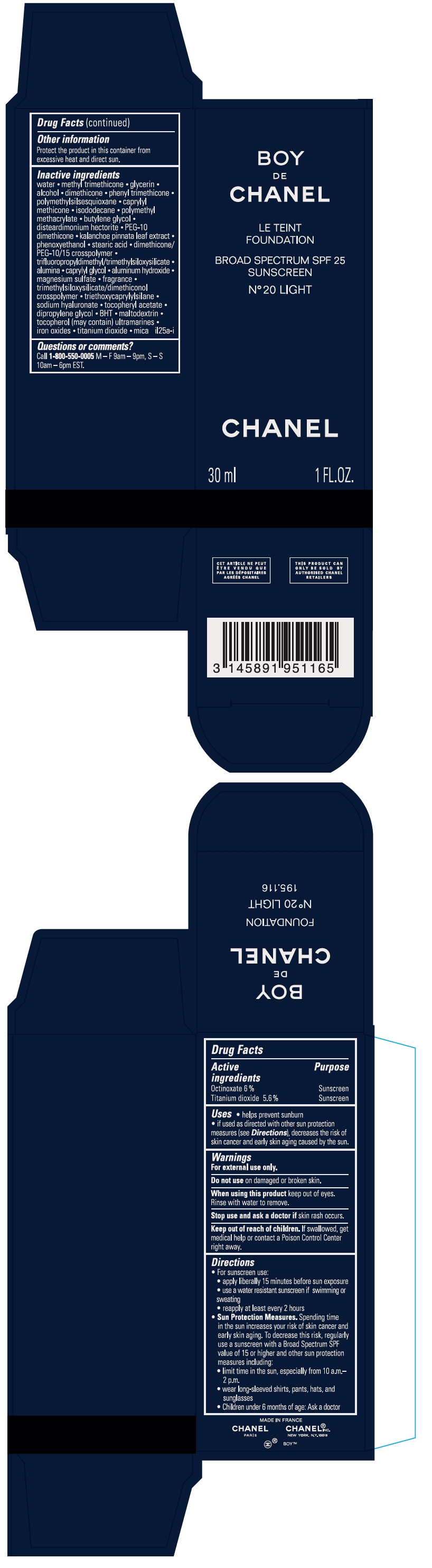 PRINCIPAL DISPLAY PANEL - 30 ml Bottle Carton - N°20 Light
