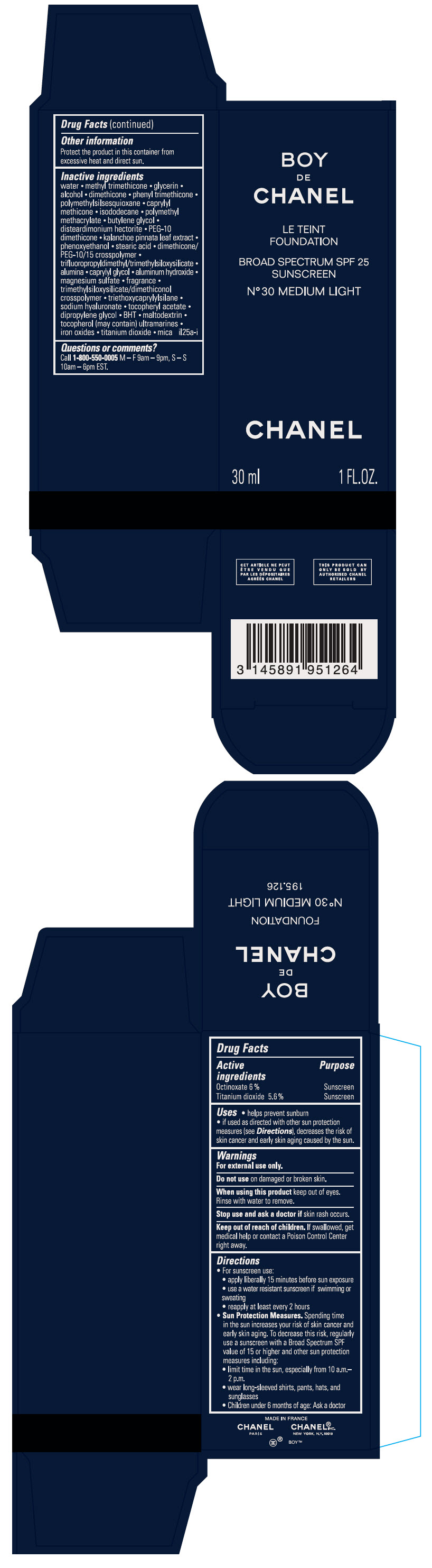 PRINCIPAL DISPLAY PANEL - 30 ml Bottle Carton - N°30 Medium Light
