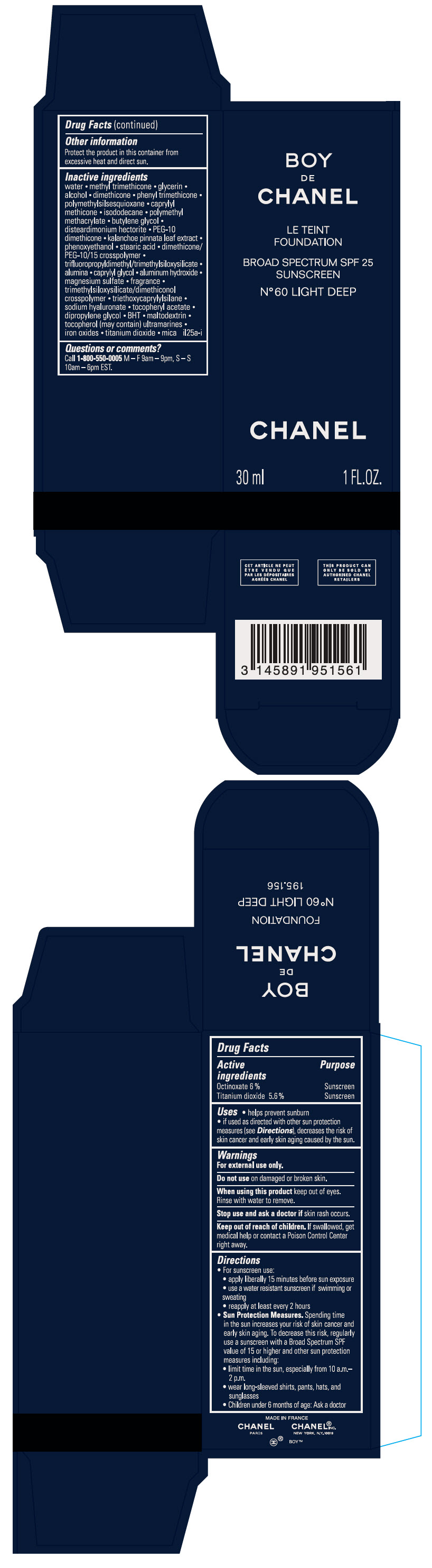 PRINCIPAL DISPLAY PANEL - 30 ml Bottle Carton - N°60 Light Deep