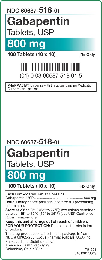 800 mg Gabapentin Tablets Carton