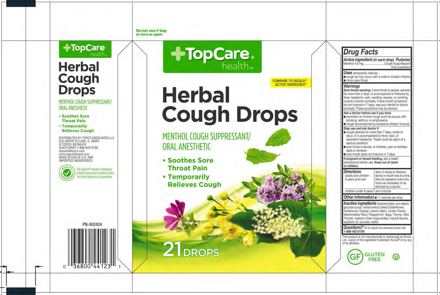 TopCare Herbal 21ct Cough Drops