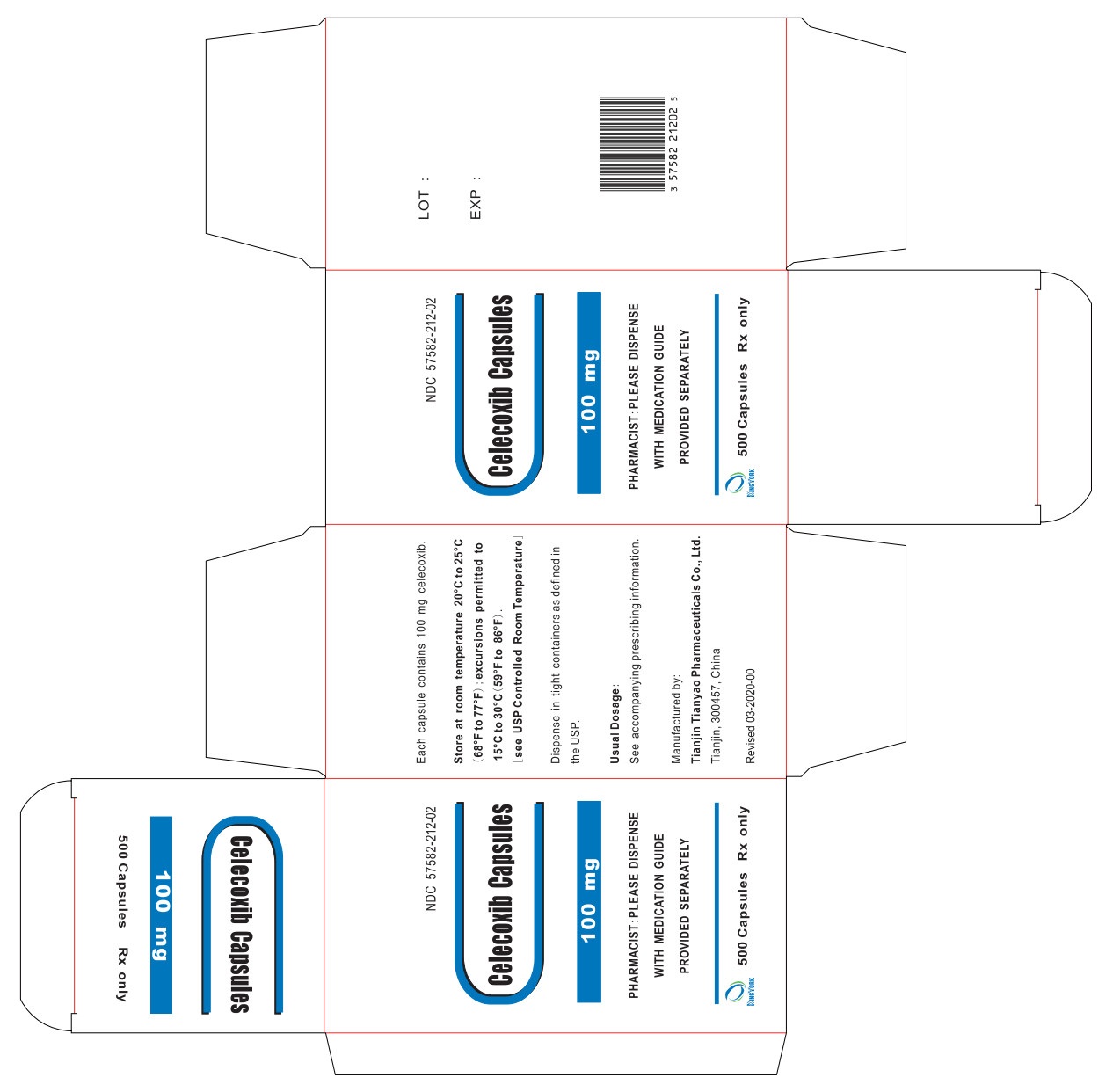 Celecoxib Capsules 100 mg 500 Capsules Carton Label
