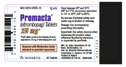 Promacta 25mg 30 count label