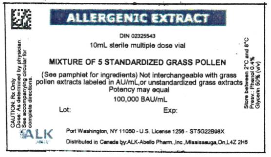 PRINCIPAL DISPLAY PANEL
ALLERGENIC EXTRACT
DIN 02325535
50mL sterile multiple dose vial
MIXTURE OF STANDARDIZED GRASS MIX #4-S
100,000 BAU/mL
