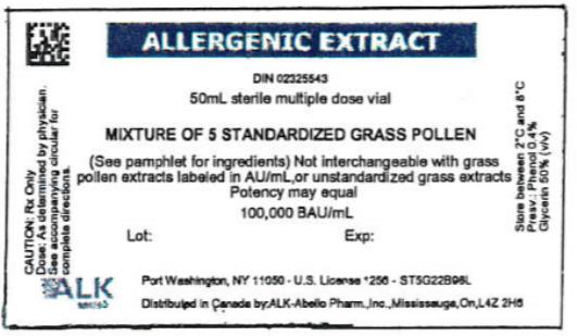 PRINCIPAL DISPLAY PANEL
ALLERGENIC EXTRACT
10mL sterile multiple dose vial
MIXTURE OF 6 STANDARDIZED GRASS POLLEN
100,000 BAU/mL
