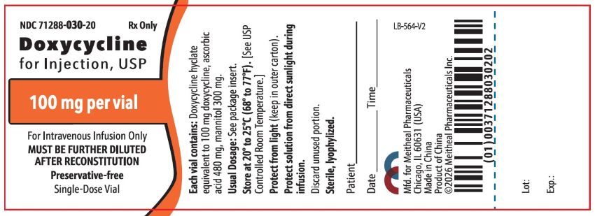 PRINCIPAL DISPLAY PANEL – Doxycycline for Injection, USP 100 mg Vial Label