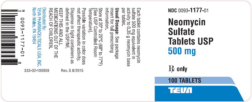 Neomycin Sulfate Tablets USP 500 mg 100s Label