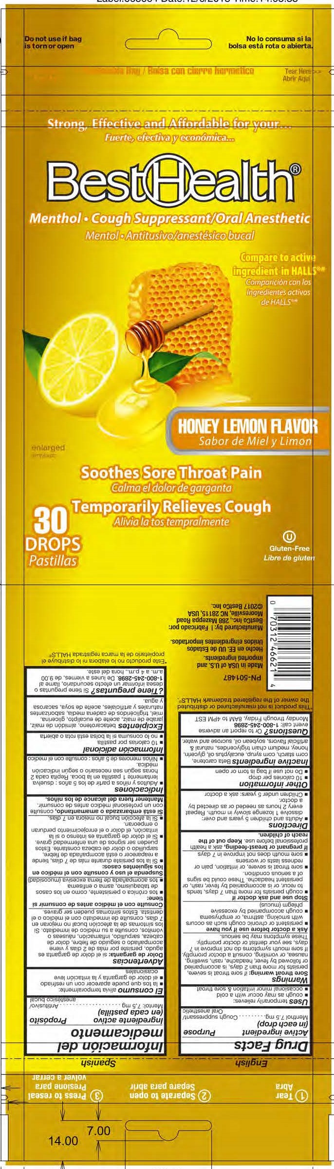 BestHealth Honey Lemon 30ct Cough Drops