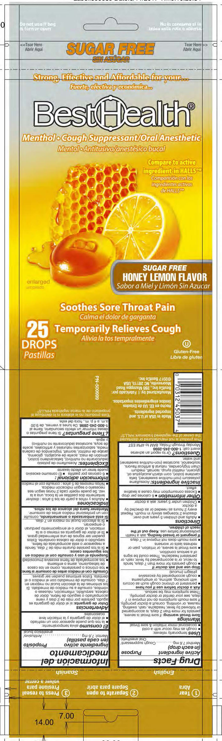 BestHealth SF Honey Lemon 25ct Cough Drops