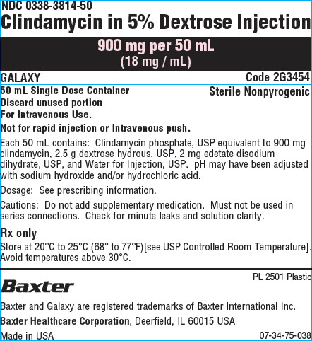 Clindamycin in 5% Dextrose Representative Container Label  NDC: <a href=/NDC/0338-3814-50>0338-3814-50</a>