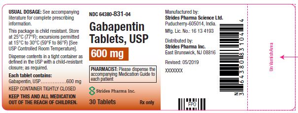 Gabapentin Tablets 600mg - 30S - HDPE Bottle Label