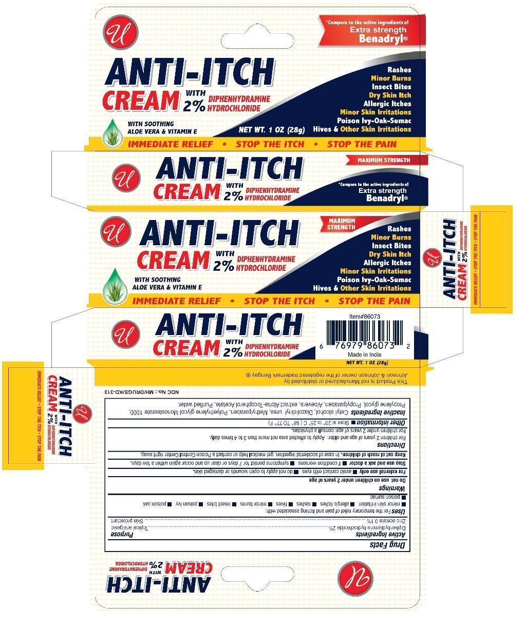 Anti Itch Diphenhydramine Hydrochloride And Zinc Acetate Cream