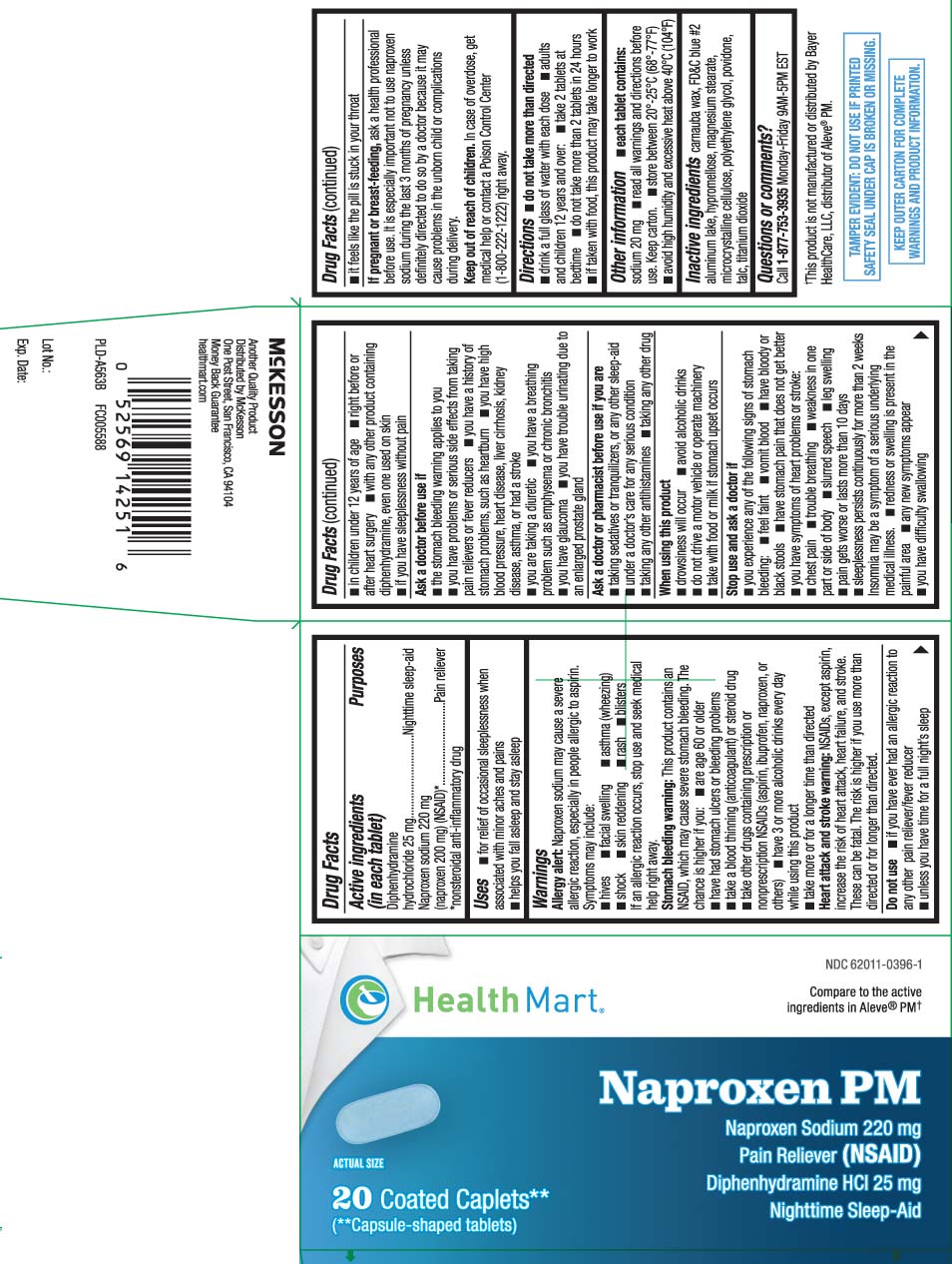 Diphenhydramine hydrochloride 25 mg, Naproxen sodium 220 mg (naproxen 200 mg) (NSAID)* *nonsteroidal anti-inflammatory drug