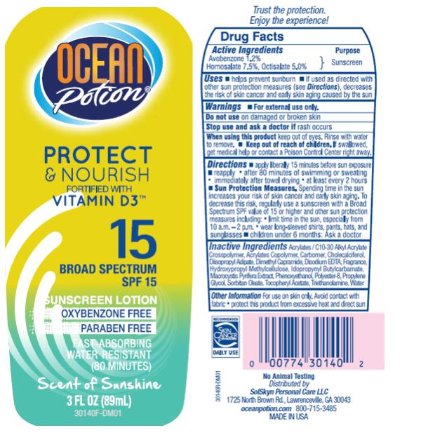 PRINCIPAL DISPLAY PANEL
Ocean Potion
Protect
& Nourish
Vitamin D3
SPF 15
Sunscreen Lotion
3 FL OZ (89mL)
