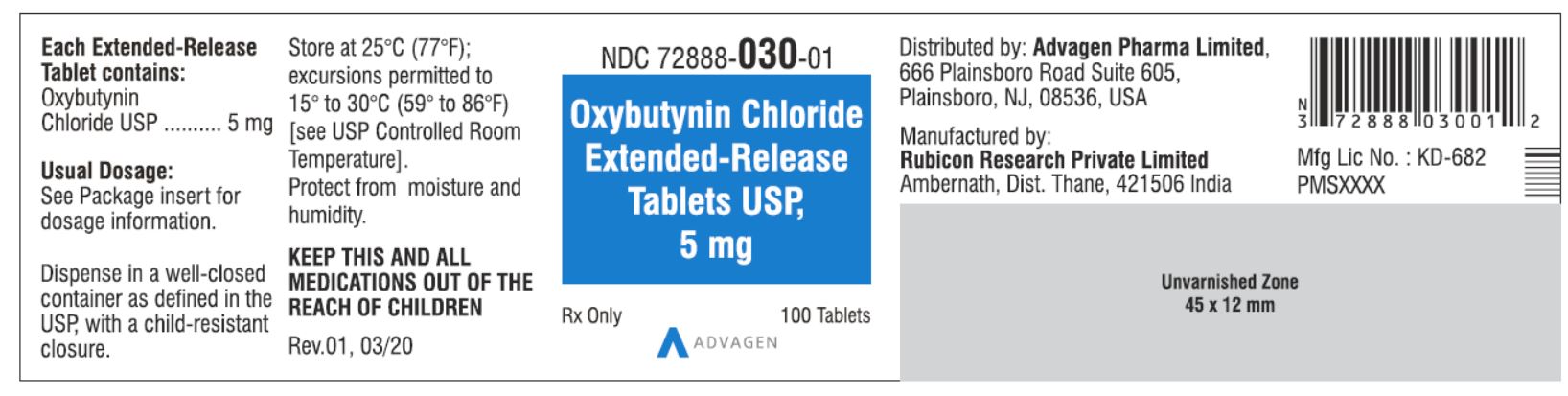 5 mg Tablet Bottle Label - NDC: <a href=/NDC/72888-030-01>72888-030-01</a> - 100 Tablets