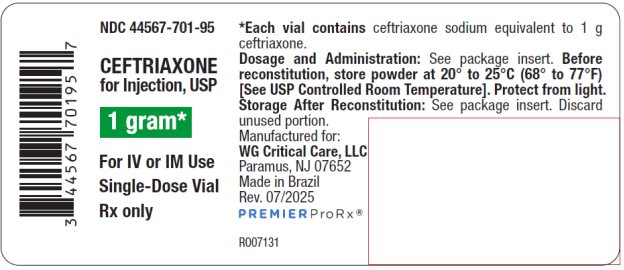 Ceftriaxone 1 gram vial label