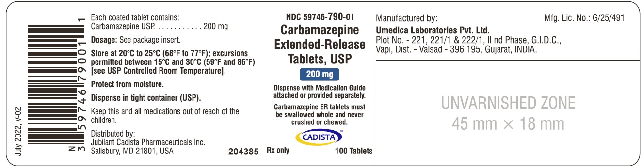 Carbamazepine Extended-Release Tablets USP, 200 mg - NDC: <a href=/NDC/59746-790-01>59746-790-01</a> - 100's Bottle Label