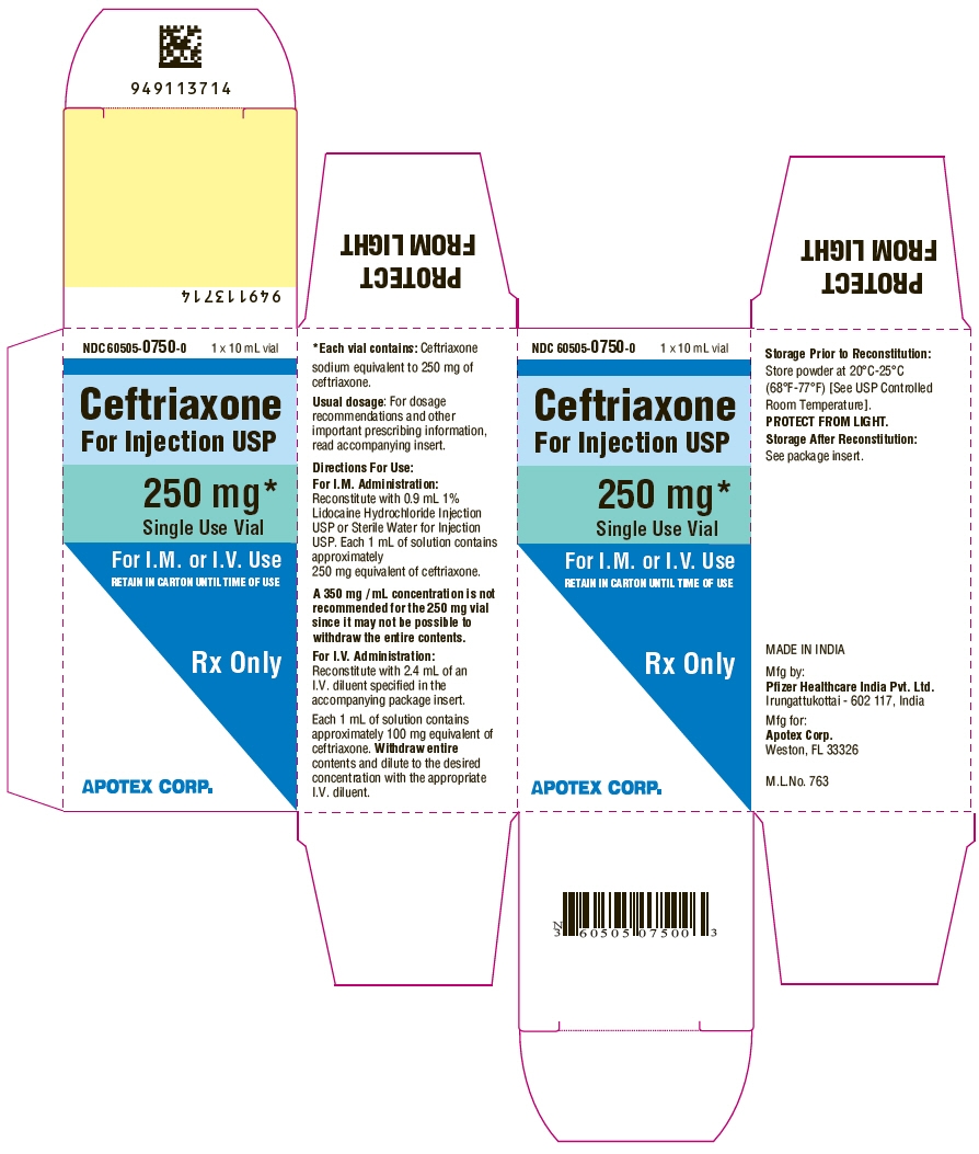 PRINCIPAL DISPLAY PANEL - 250 mg Vial Carton - 60505-0750-0