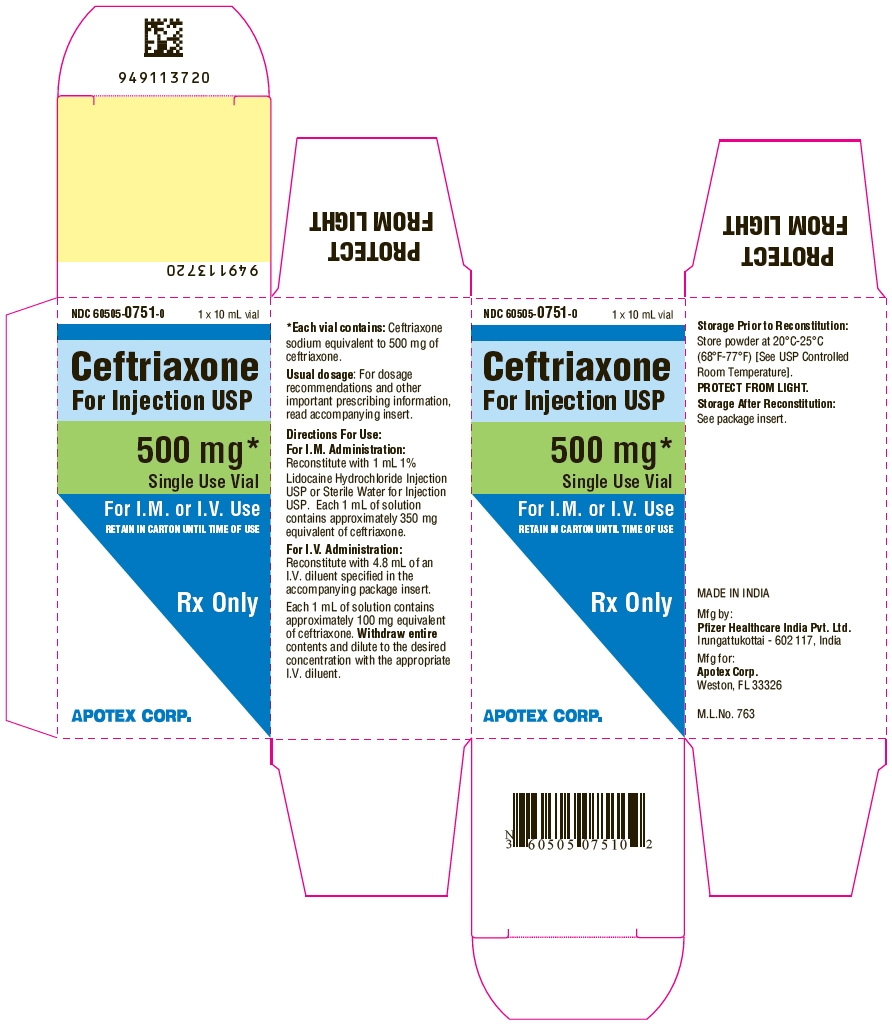 PRINCIPAL DISPLAY PANEL - 500 mg Vial Carton - 60505-0751-0