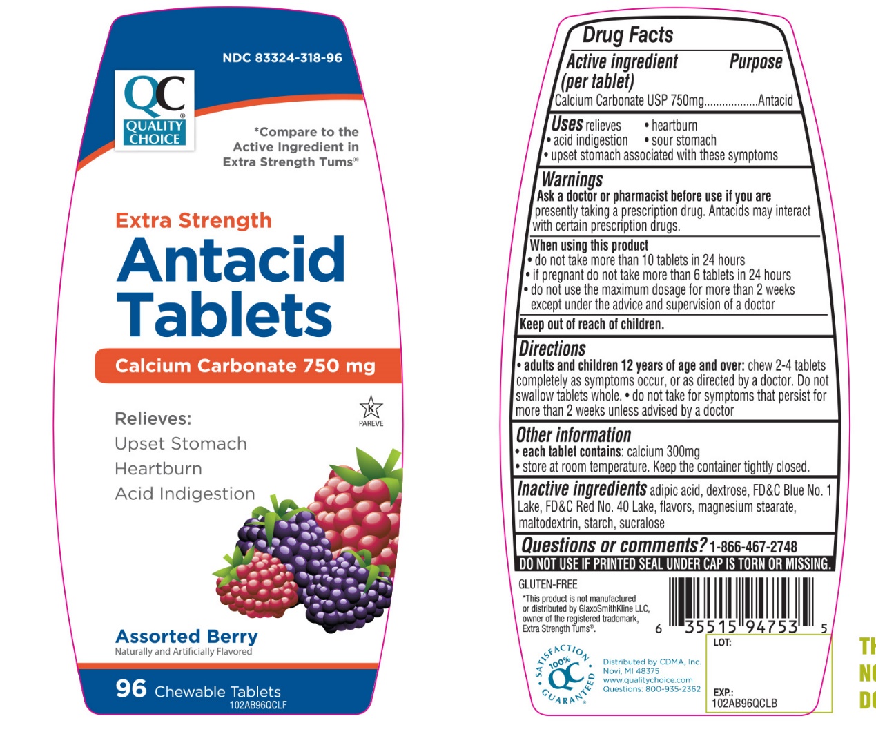 Quality Choice Extra Strength Assorted Berries Antacid Tablets