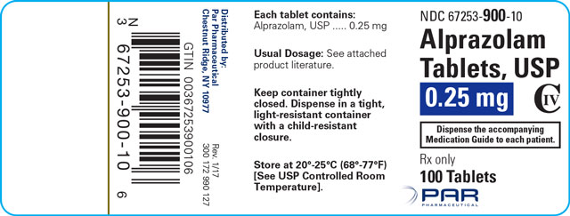 Image of the label for Alprazolam Tablets, USP 0.25 mg 100 Tablets