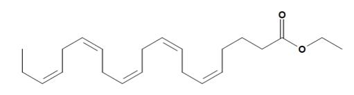 The empirical formula of EPA ethyl ester is C22H34O2, and the molecular weight of EPA ethyl ester is 330.51. The structural formula of EPA ethyl ester is: