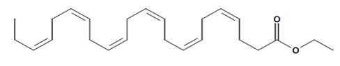 The empirical formula of DHA ethyl ester is C24H36O2, and the molecular weight of DHA ethyl ester is 356.55. The structural formula of DHA ethyl ester is: