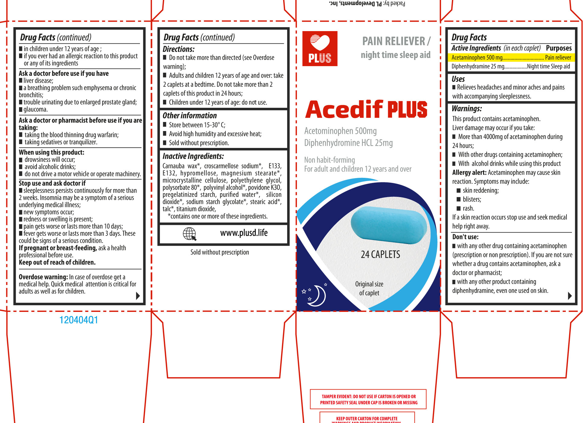 Acetaminophen 500mg, Diphenhydramine 25 mg