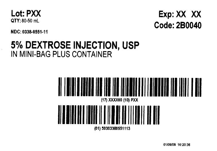 5% Dextrose Injection, USP Carton Label  NDC: <a href=/NDC/0338-0551-11>0338-0551-11</a>