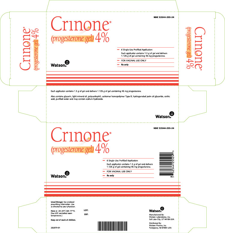 Crinone 8% (progesterone gel) Carton x 15 Single-Use Prefilled Applicators NDC: <a href=/NDC/52544-256-12>52544-256-12</a>