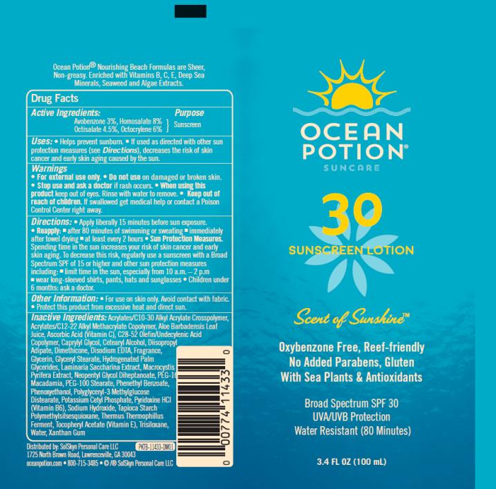PRINCIPAL DISPLAY PANEL
OCEAN 
POTION
SUNCARE
30
SUNSCREEN LOTION
Scent of sunshine
3.4 FL OZ (100 mL)
