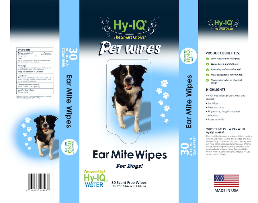 HY IQ EAR MITE DOG WIPES.