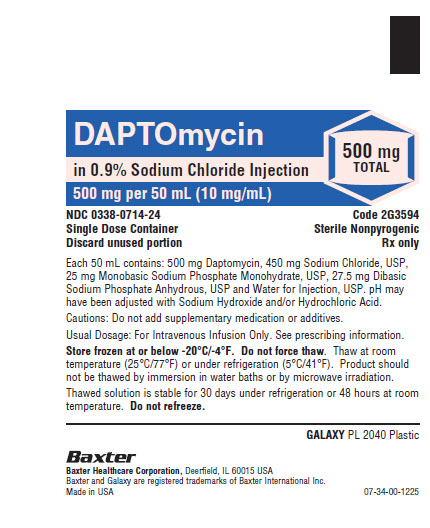 Daptomycin Container Label 0338-0714-24 1 of 2