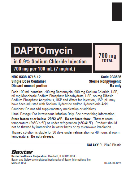 Daptomycin Container Label 0338-0716-12 1 of 2