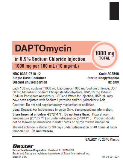 Daptomycin Container Label 0338-0718-12 1 of 2