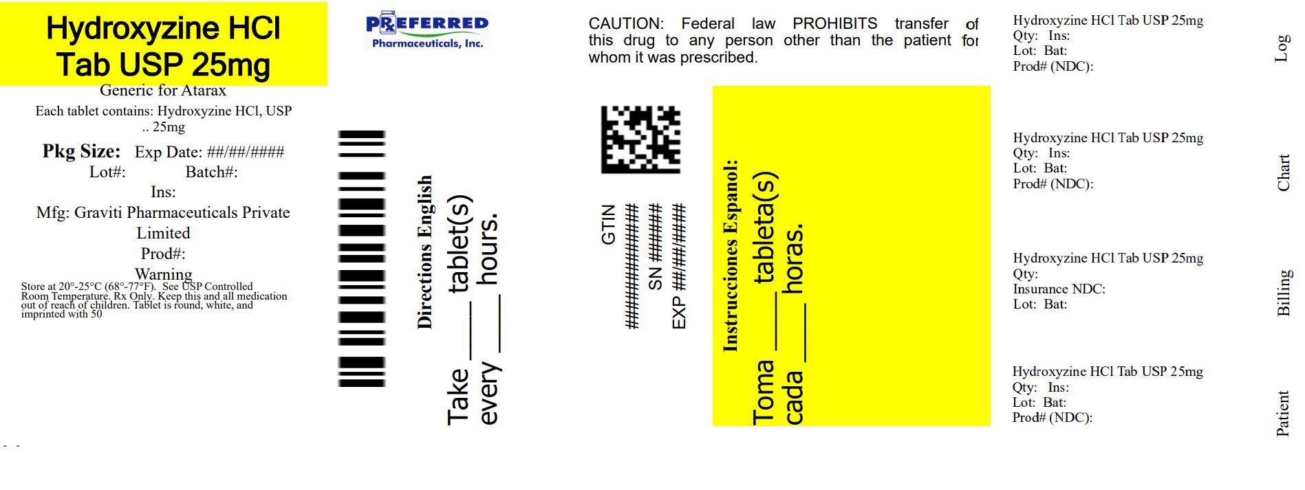 Hydroxyzine HCl Tab USP 25mg