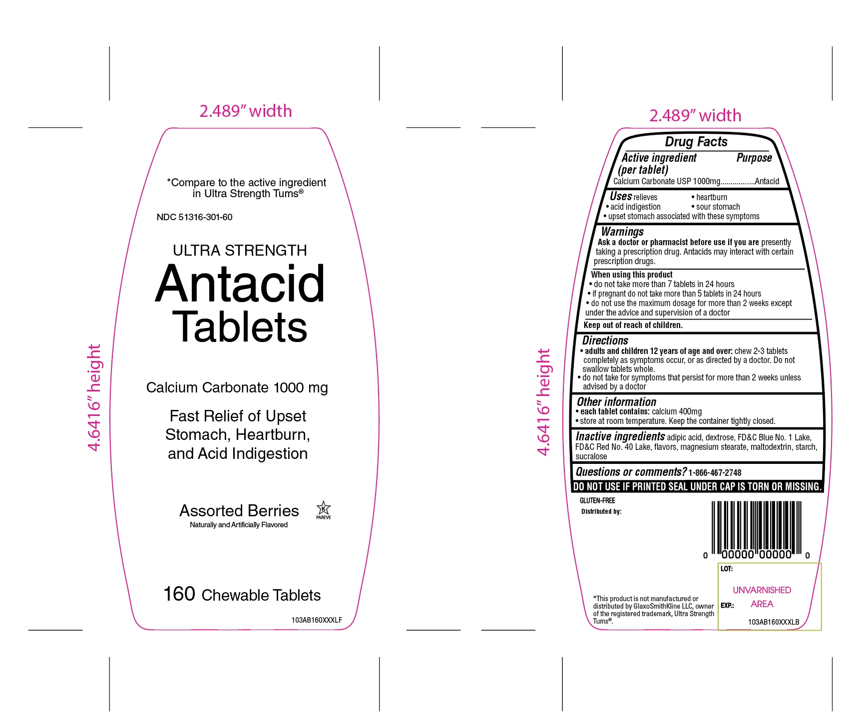 CVS Antacid Tablets Assorted Berry Flavor 160 Counts