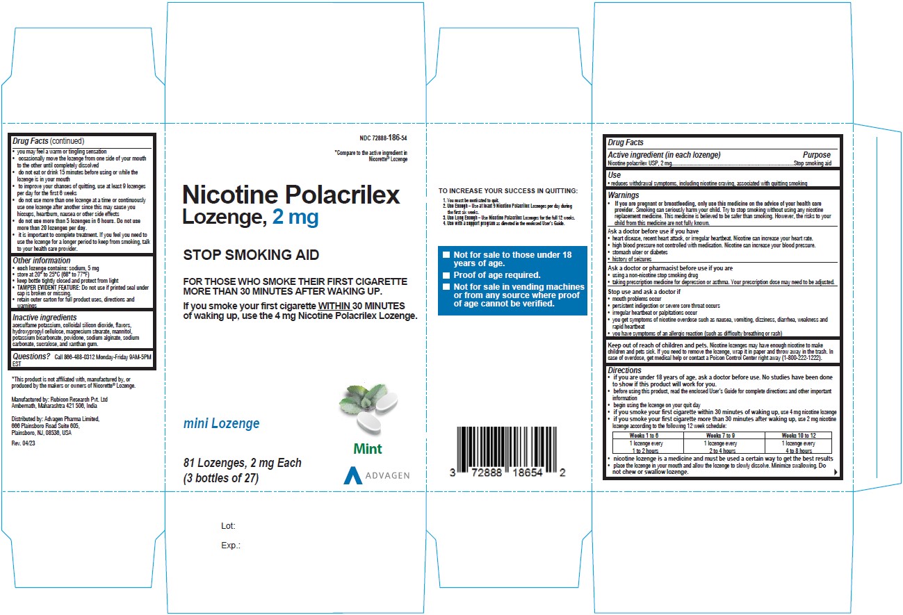nicotine Polacrilex Lozenge, 2 mg - NDC: <a href=/NDC/72888-186-54>72888-186-54</a> - 81s Carton Label