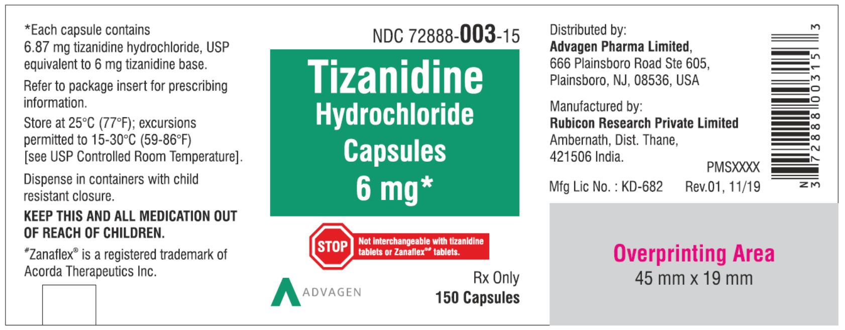 Principal Display Panel - 6 mg 150 Capsule Bottle