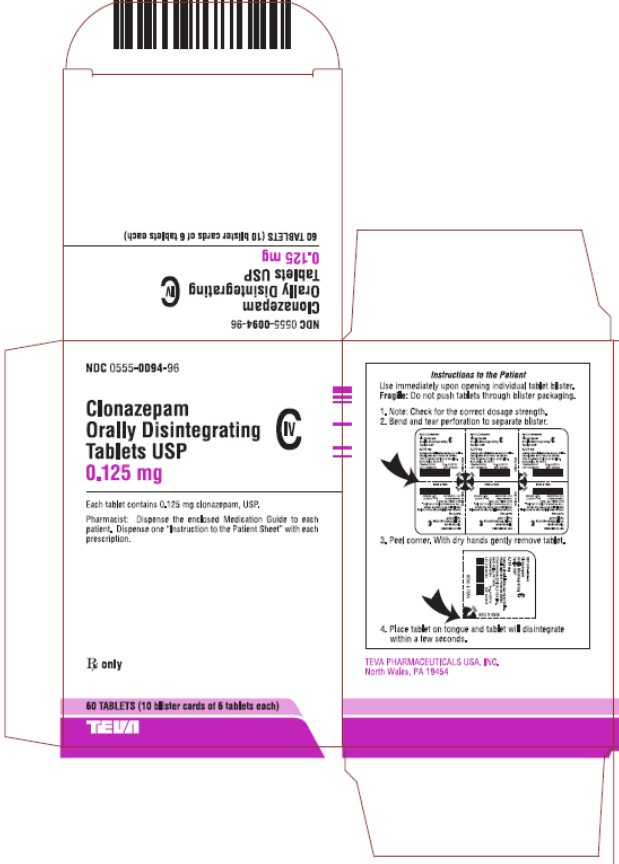 Clonazepam Orally Disintegrating Tablets USP CIV 0.125 mg 60s Carton, Page 1 of 2