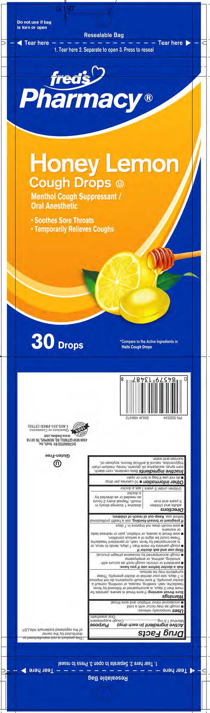 Freds Honey Lemon 30ct Cough Drops